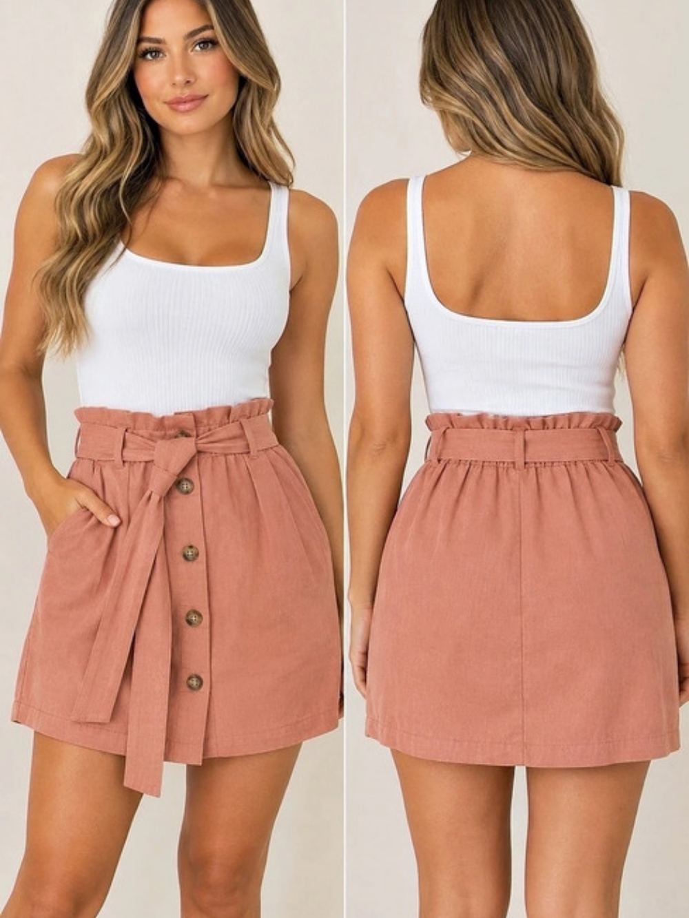 Dynamite Mini Tie-Front Skirt in Pink Size P/S